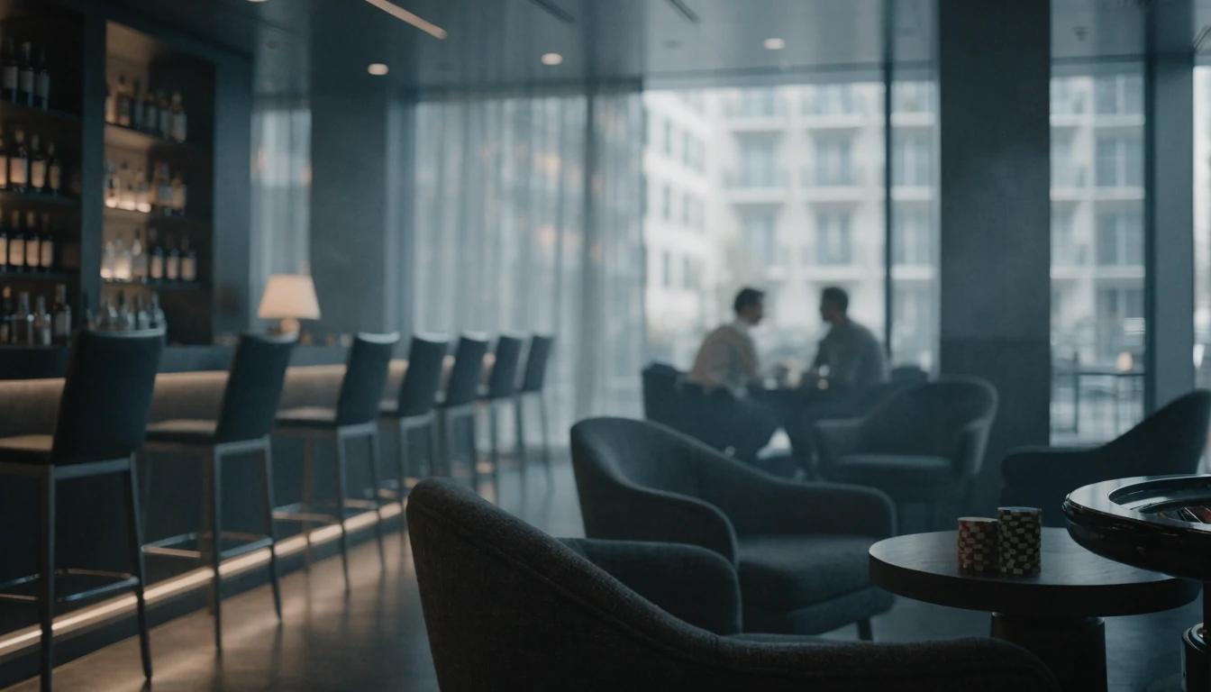 Luxuriöser Casino-Lounge mit ruhiger Atmosphäre und Spielchips.
